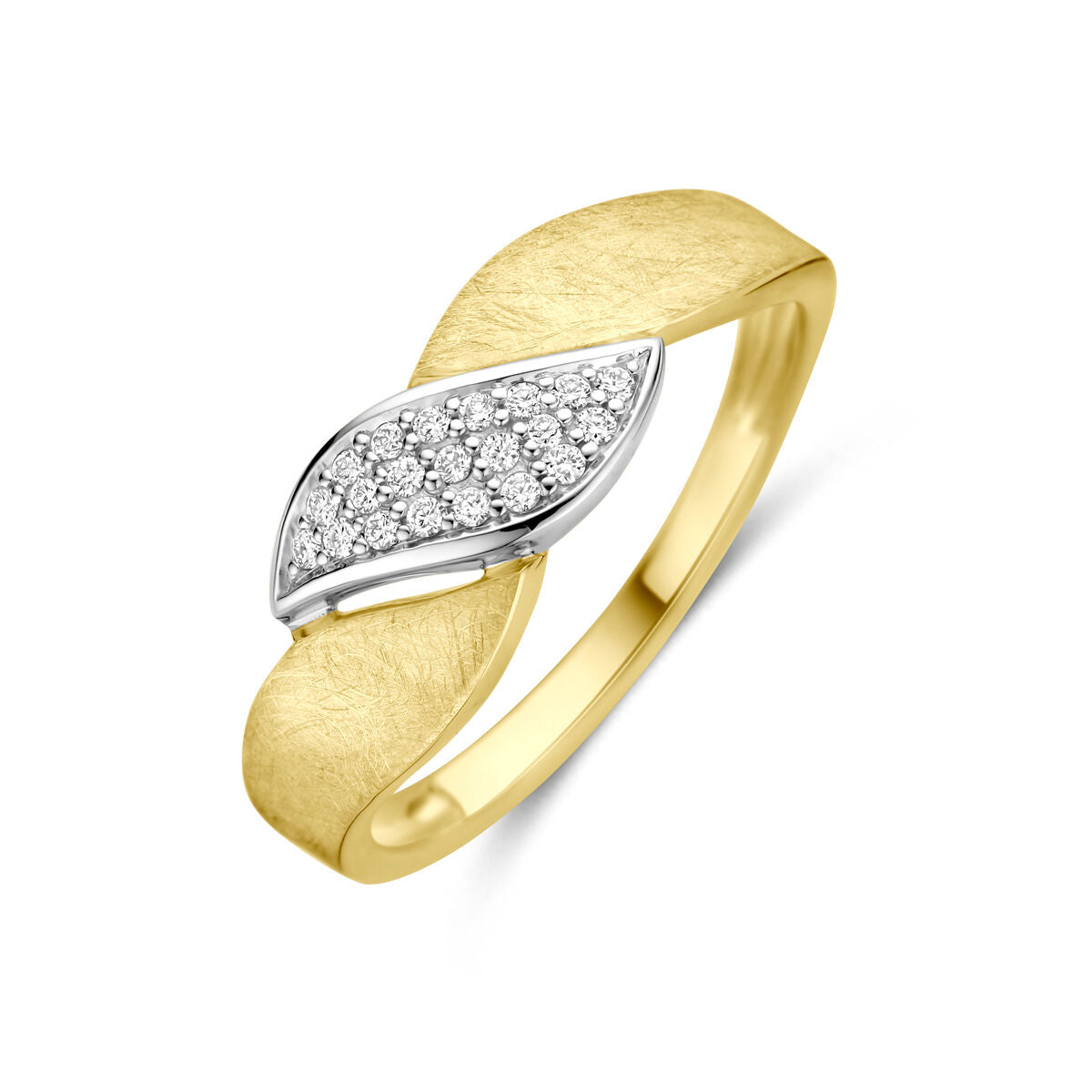 Fantasy Collection Ring poli/mat diamant 0.08ct h si 14K bicolor goud