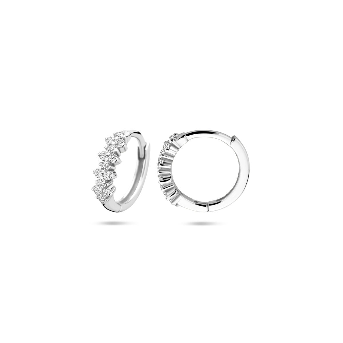 Zilveren gerhodineerde klapoorringen zirkonia 11,5 mm - 1340810