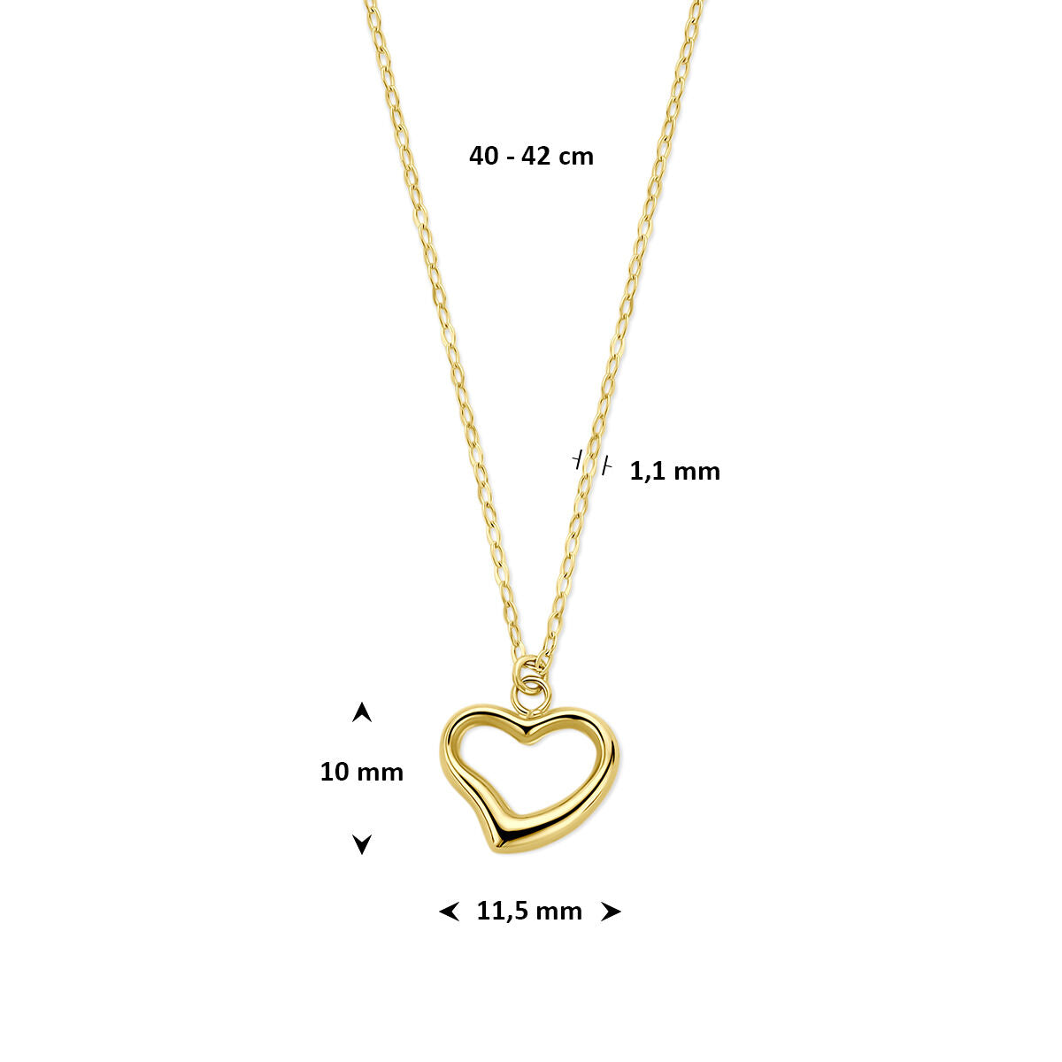 Fantasy Collection Collier hartje 40 - 42 cm 14K geelgoud