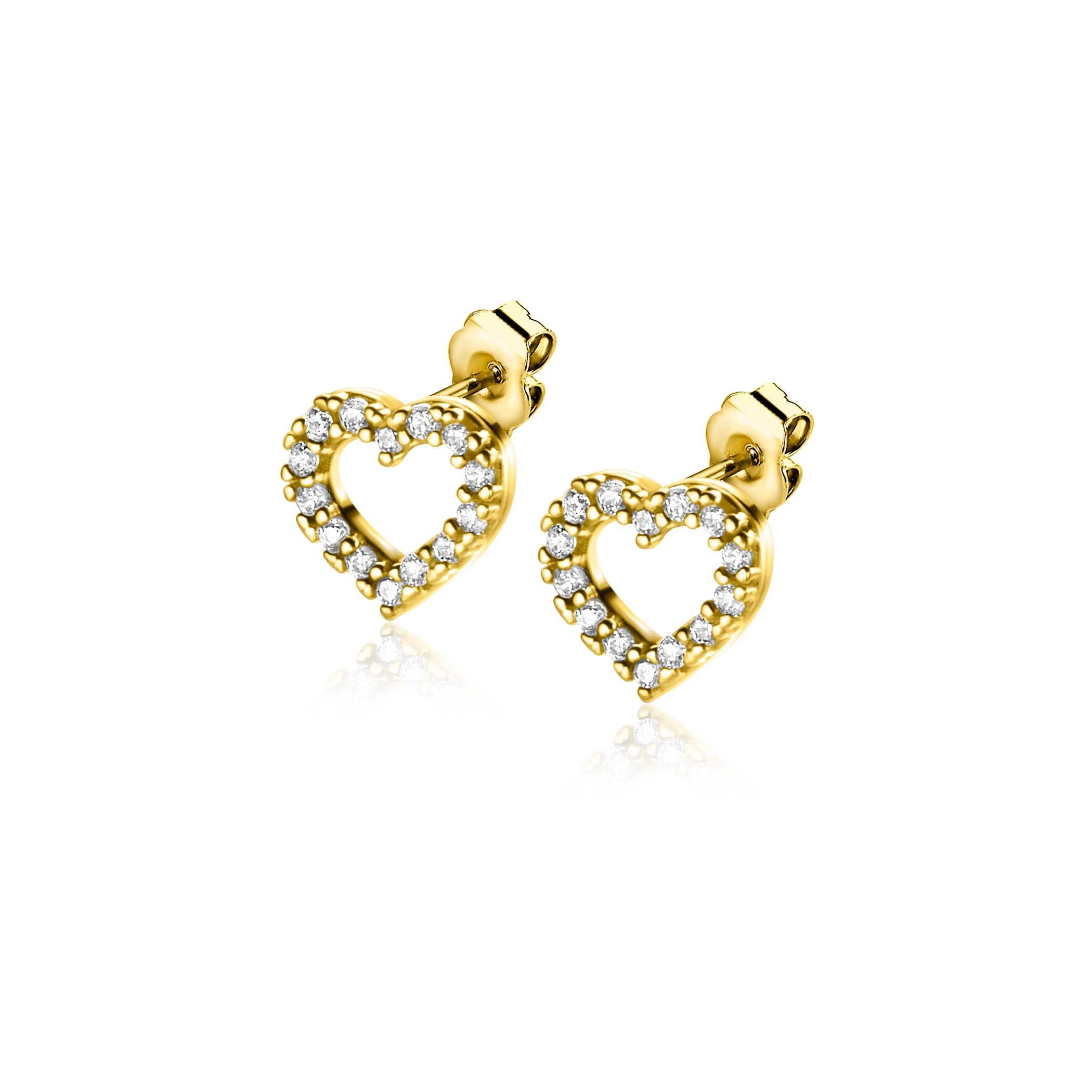 ZINZI 14K Gouden Oorknoppen met Witte Zirkonia ZGO450 oorbellen
