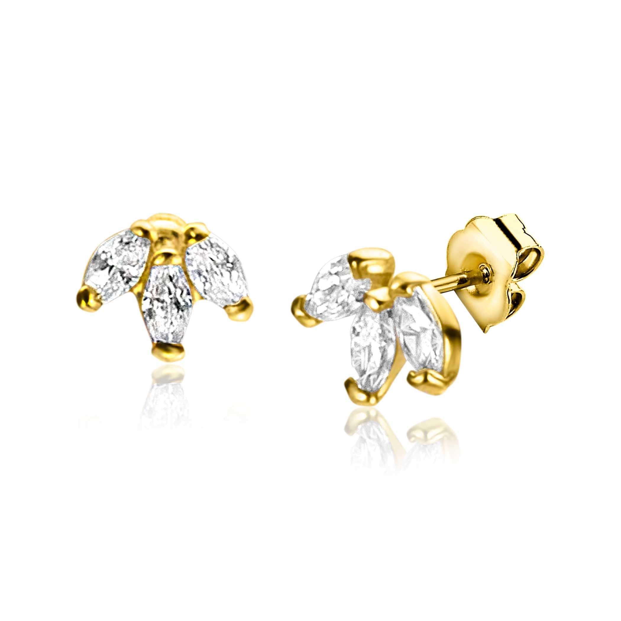 ZINZI 14K Gouden Oorknoppen met Witte Zirkonia ZGO411 oorbellen