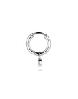 Zilveren gerhodineerde oorring zirkonia per stuk 13 mm - 1341013