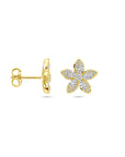 14K geelgouden oorknoppen bloem diamant 0.84ct 2x 0.42ct h si 11 mm - 4033490