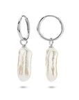 Zilveren gerhodineerde oorringen parel 38 mm - 1341868