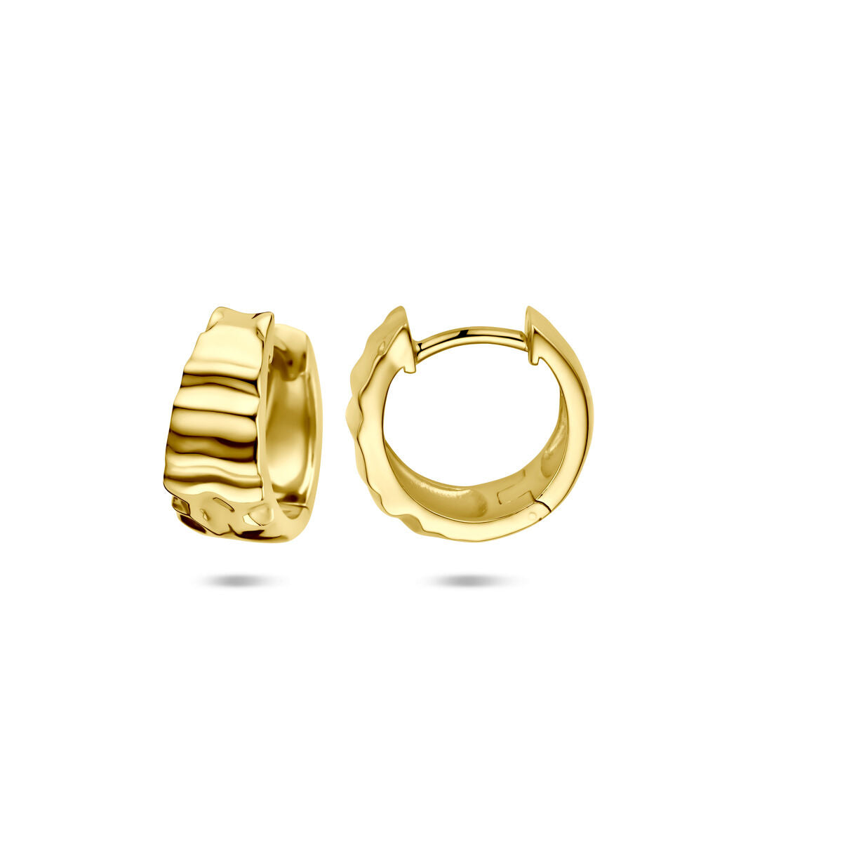 Zilveren vergulde geel klapoorringen gehamerd 13,5 mm 1 micron - 2104072