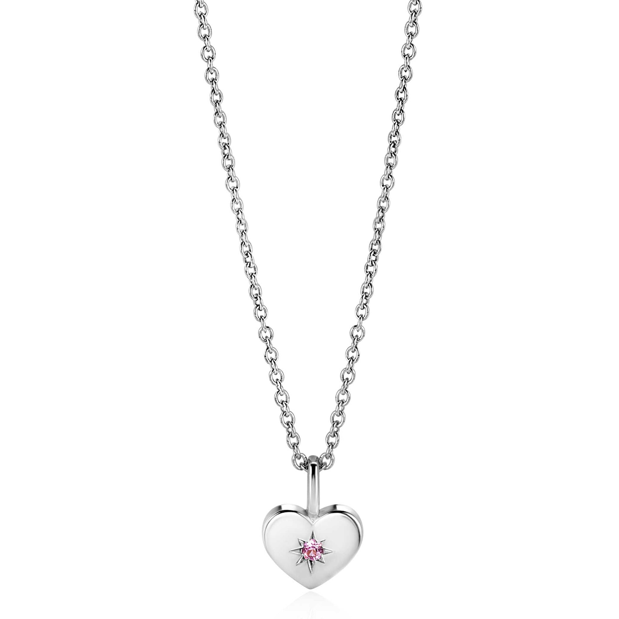 Zinzi OKTOBER hangerZIHZ-OKT 12mm gold plated hart geboortesteen roze rozenkwarts zirkonia (zonder collier) - PansiteNederland.nl