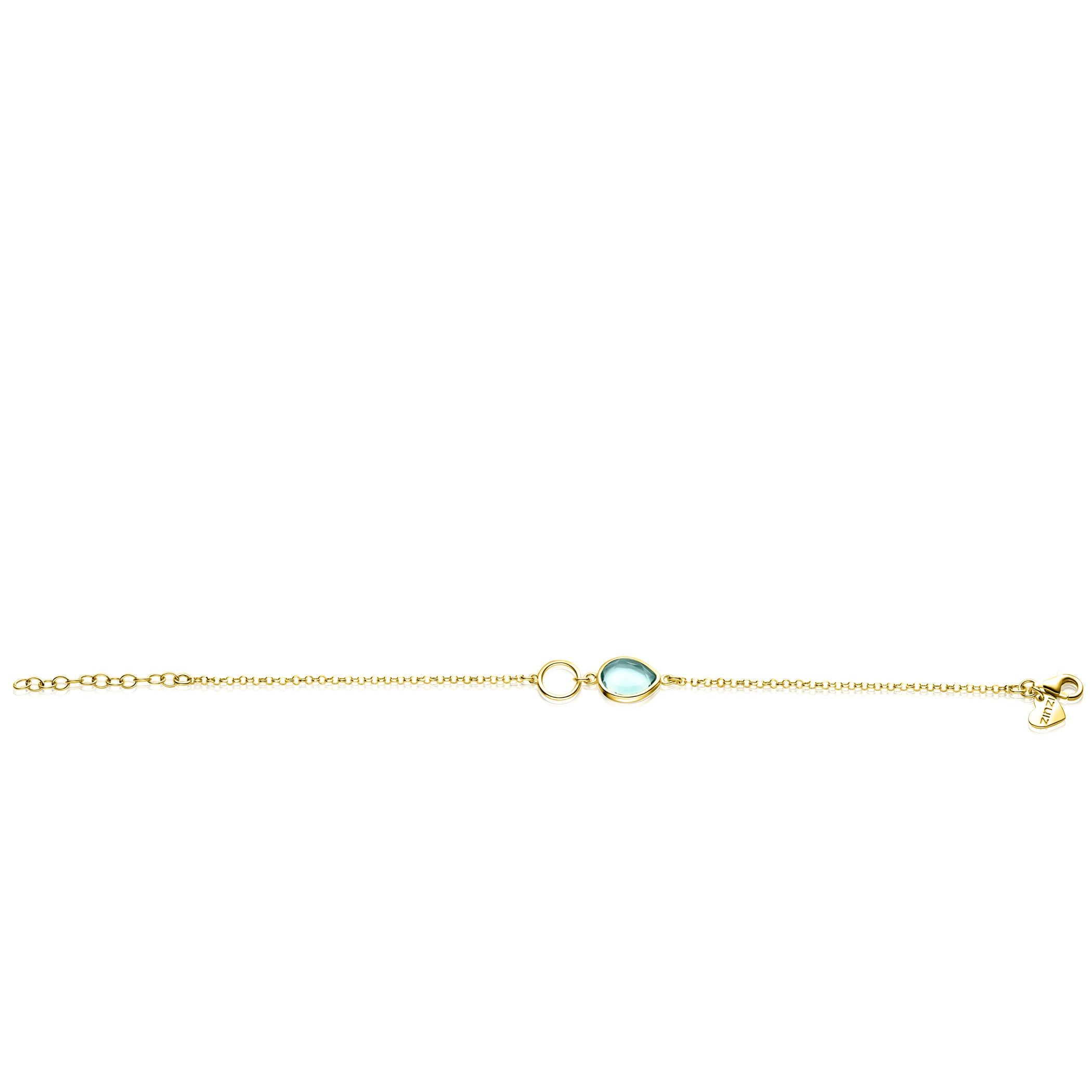ZINZI Verguld Zilveren Armband met Blauwe Kleursteen - ZIA2716G