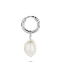 Zilveren gerhodineerde oorring parel per stuk 18 mm - 1341006