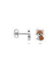 Zilveren gerhodineerde oorknoppen emaille vos zirkonia 7,5 mm - 1341279