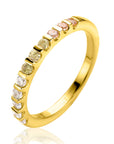ZINZI gold plated zilveren aanschuifring 2mm breed bezet met champagne, peridot en witte zirkonia's ZIR2612 - PansiteNederland.nl