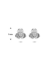 Zilveren gerhodineerde oorknoppen bloem zirkonia poli/mat 7 mm - 1341835