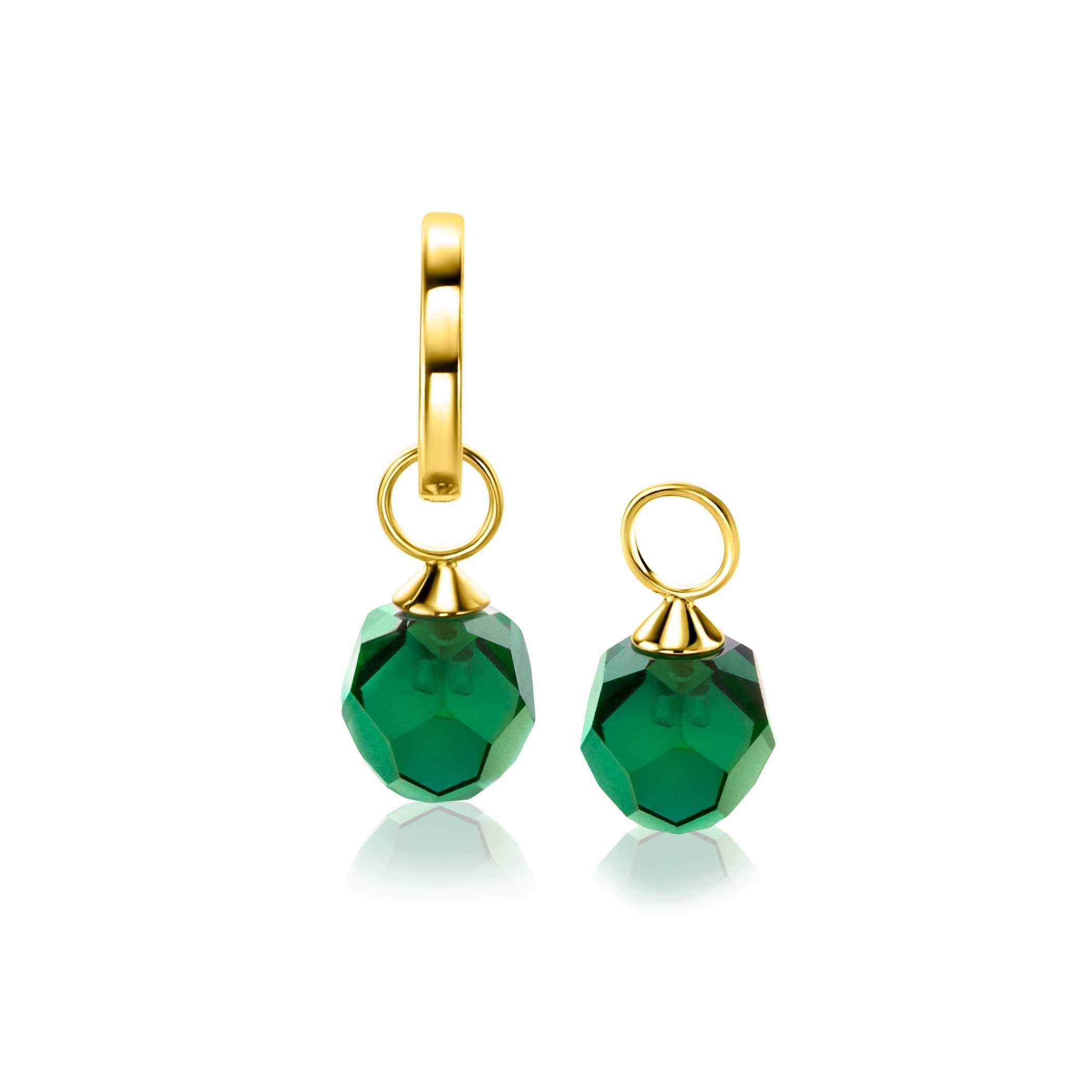 ZINZI 14K Gouden Oorbedels met Groene Zirkonia ZGCH144G