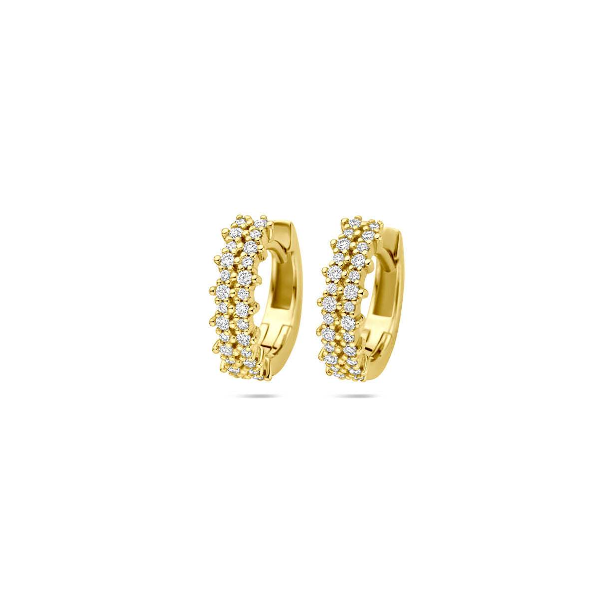 14K geelgouden klapoorringen diamant 0.27ct 2x 0.135ct h si 12,5 mm - 4033632