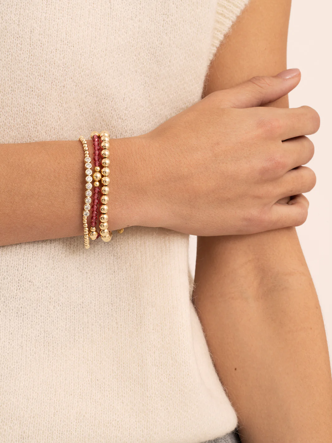 Sparkling Jewels Armband Gold - White Flame CZ tube SB-G-3MM-TB01