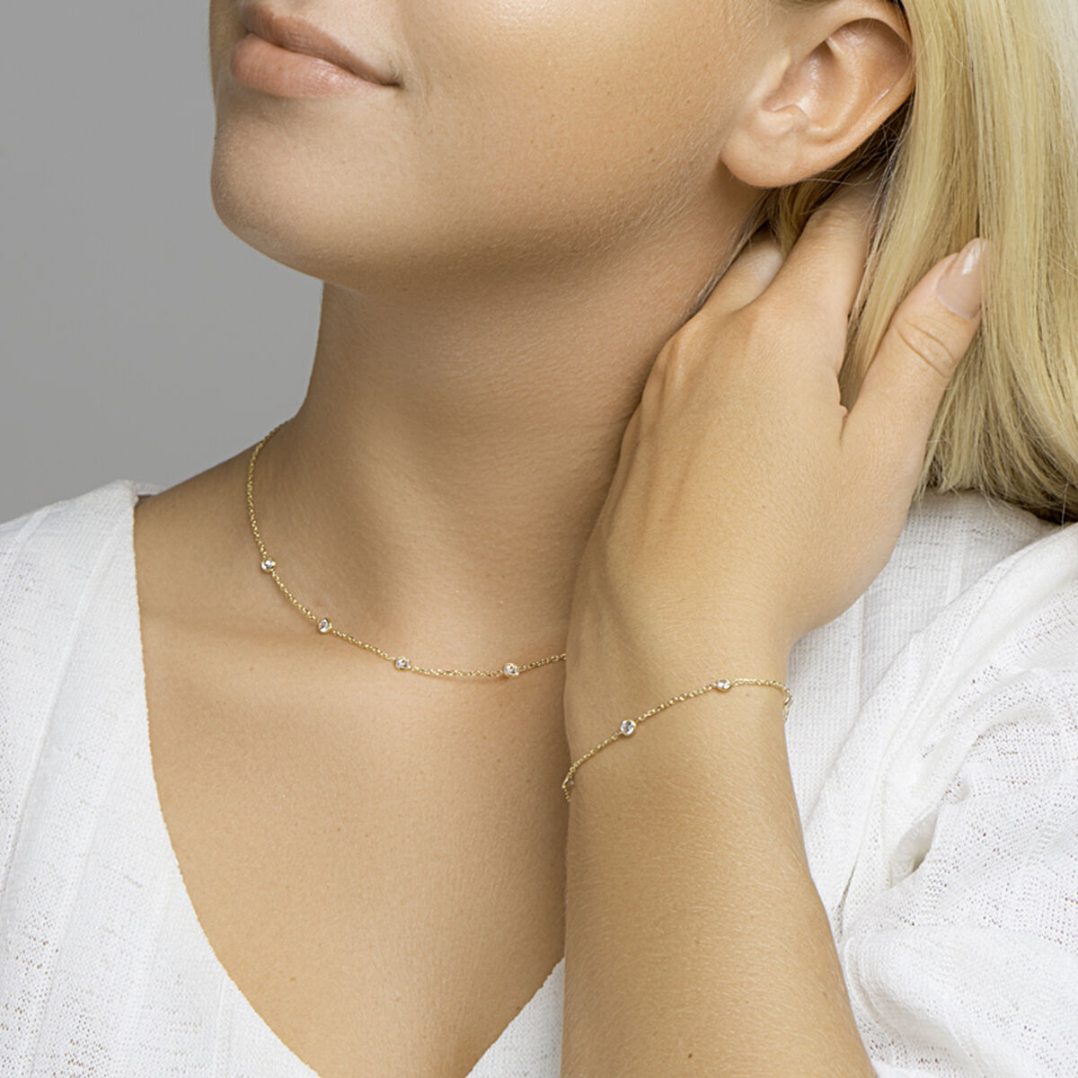 zilver verguld (geel) collier zirkonia 40 + 4 cm 3 micron 2103333 - PansiteNederland.nl