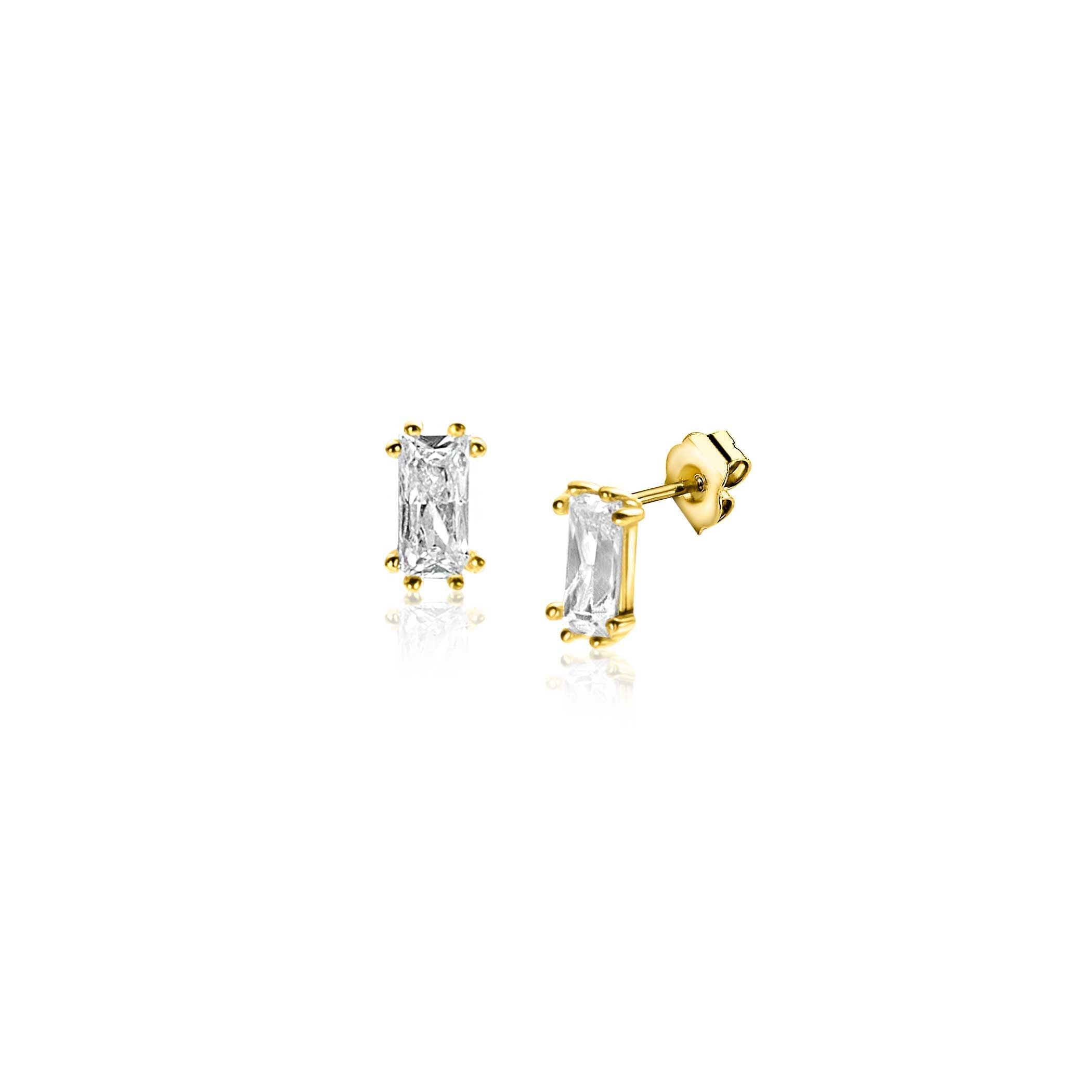 ZINZI 14K Gouden Oorknoppen met Witte Zirkonia ZGO369 oorbellen