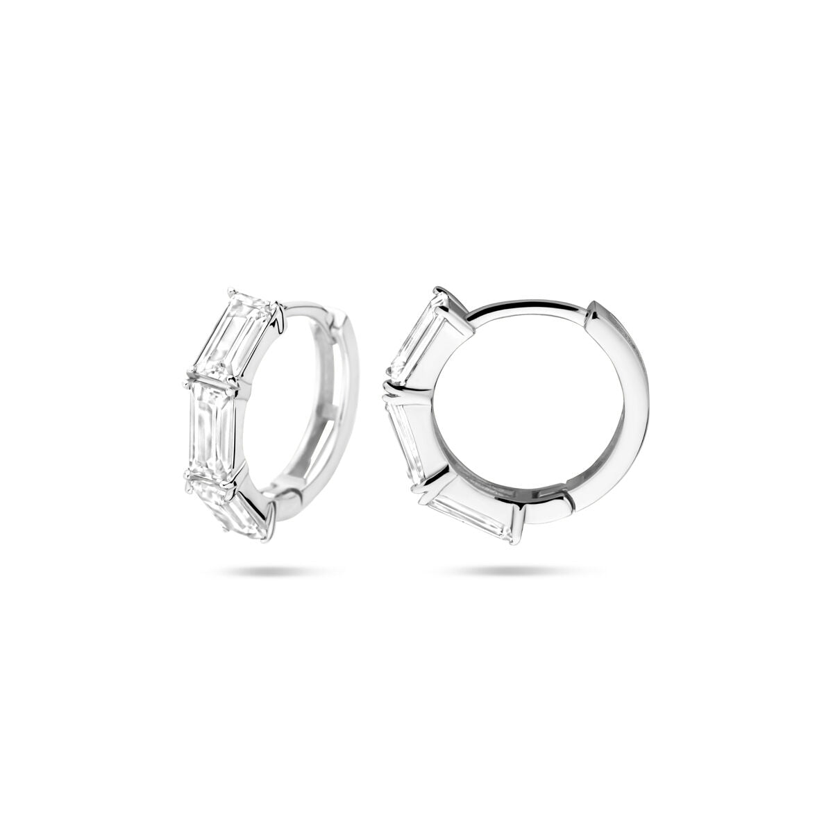 Zilveren gerhodineerde klapoorringen zirkonia 15,5 mm - 1340796