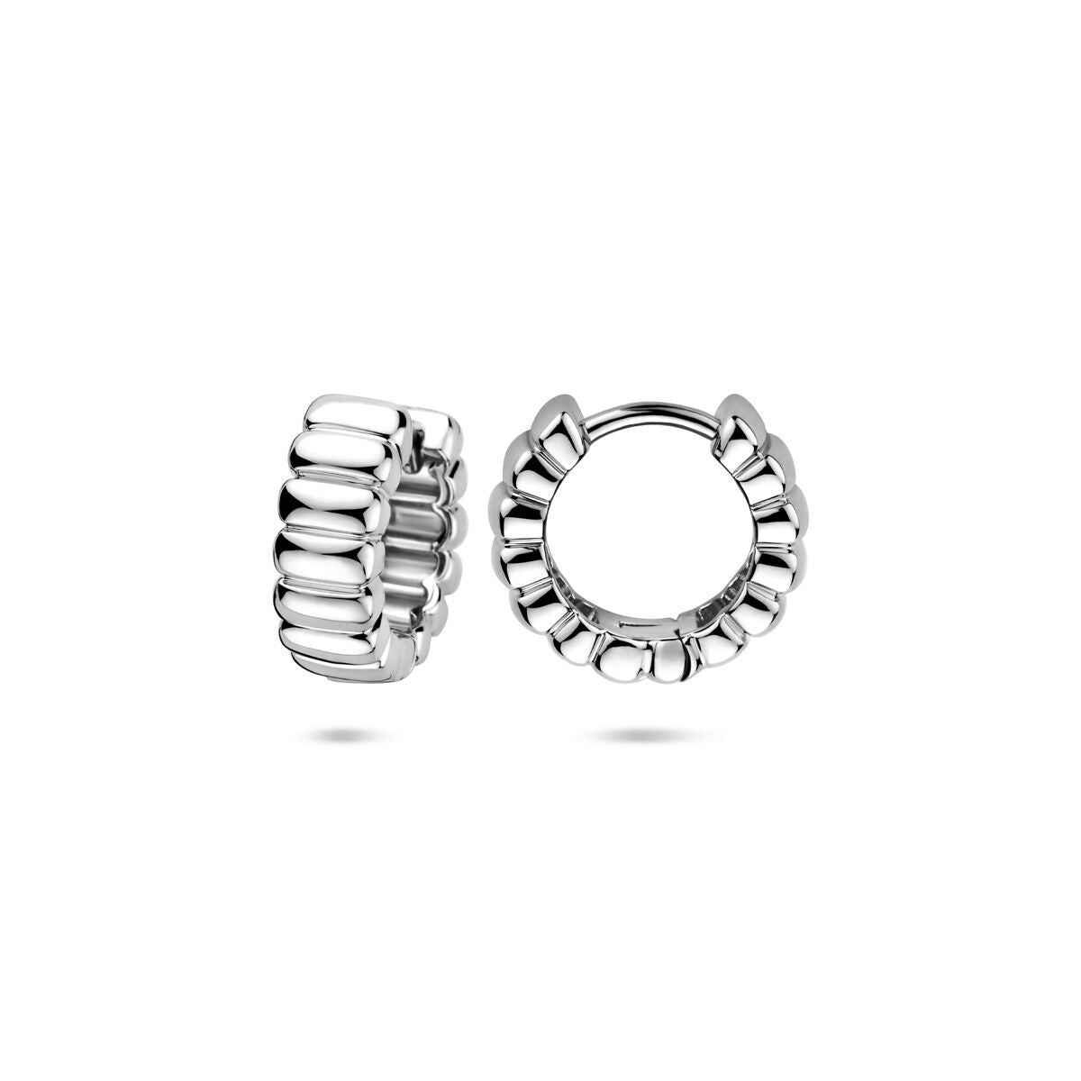 Zilveren gerhodineerde klapoorringen 14 mm - 1340996