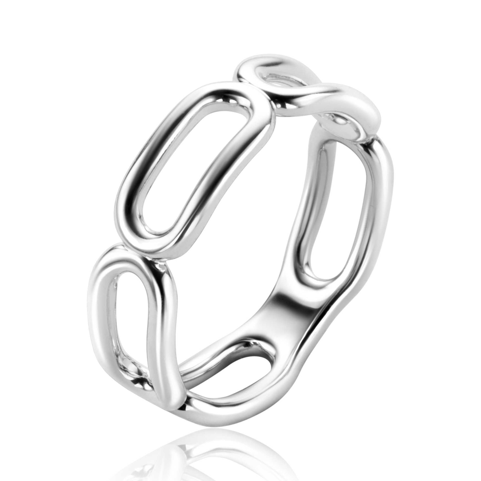 ZINZI zilveren brede ring met grote ovale schakels 6mm breed ZIR2567 - PansiteNederland.nl
