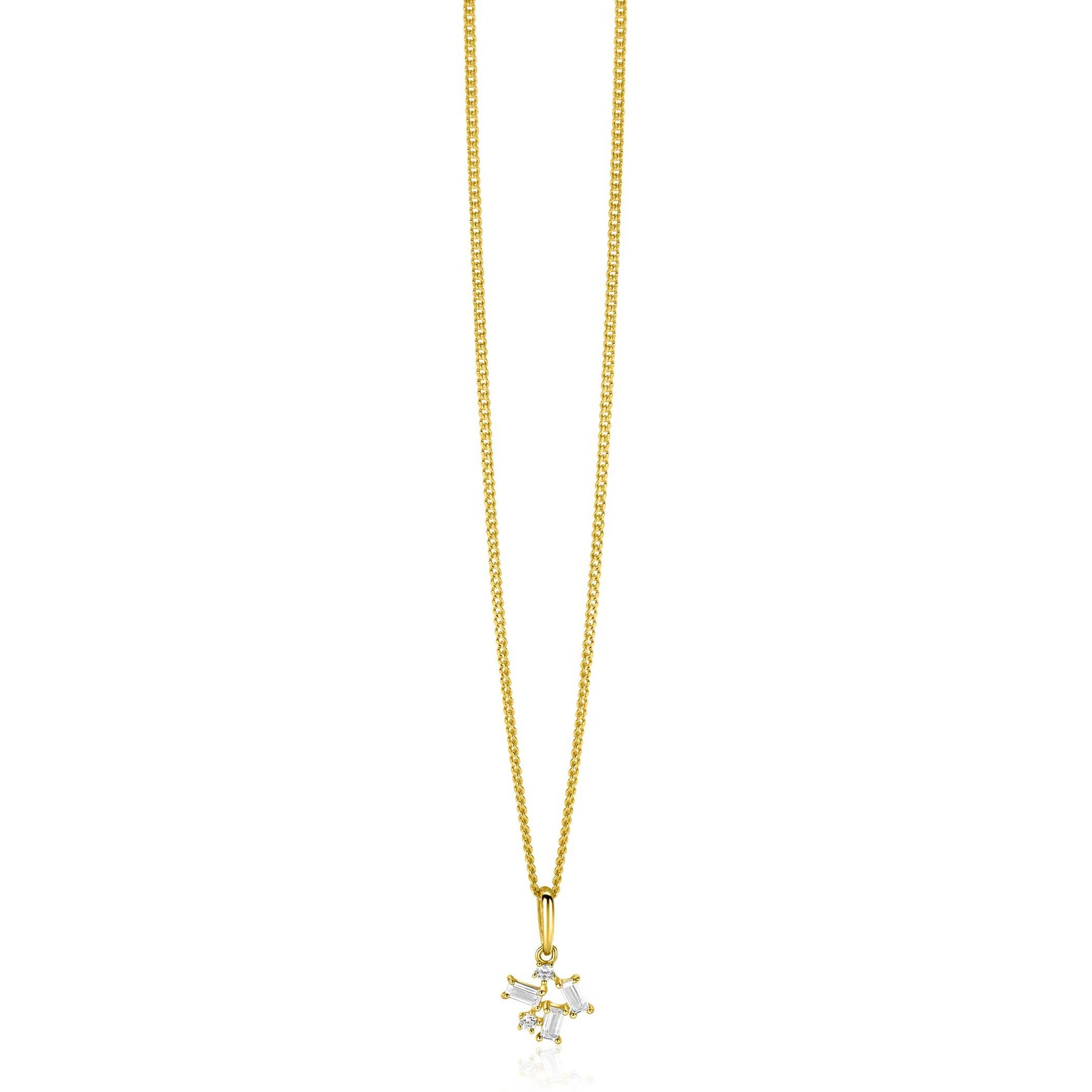Zinzi Gold 14 krt gouden fantasie hanger met rechthoekige en ronde zirkonia's ZGH511 (zonder collier) - PansiteNederland.nl