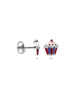 Zilveren gerhodineerde oorknoppen cupcake 7,5 mm - 1341853