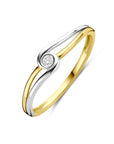 14K Bicolor Gouden Geel/Wit Ring Diamant 0.04Ct H Si 4209073
