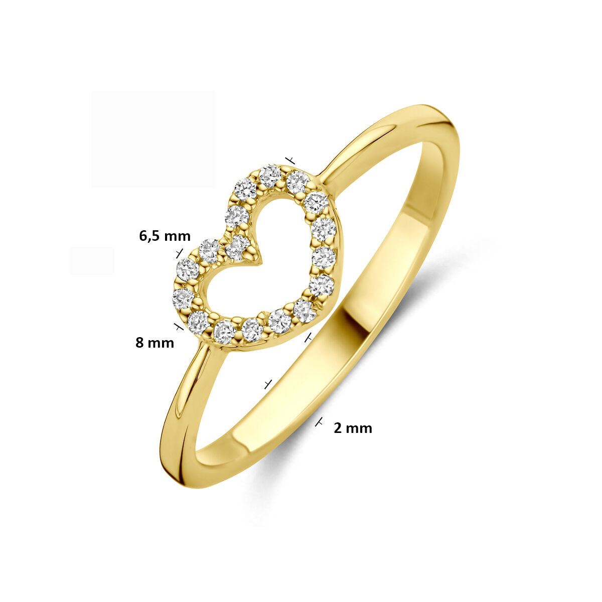 Fantasy Collection Ring hartje lab grown diamant 0.09ct g vs 14K geelgoud