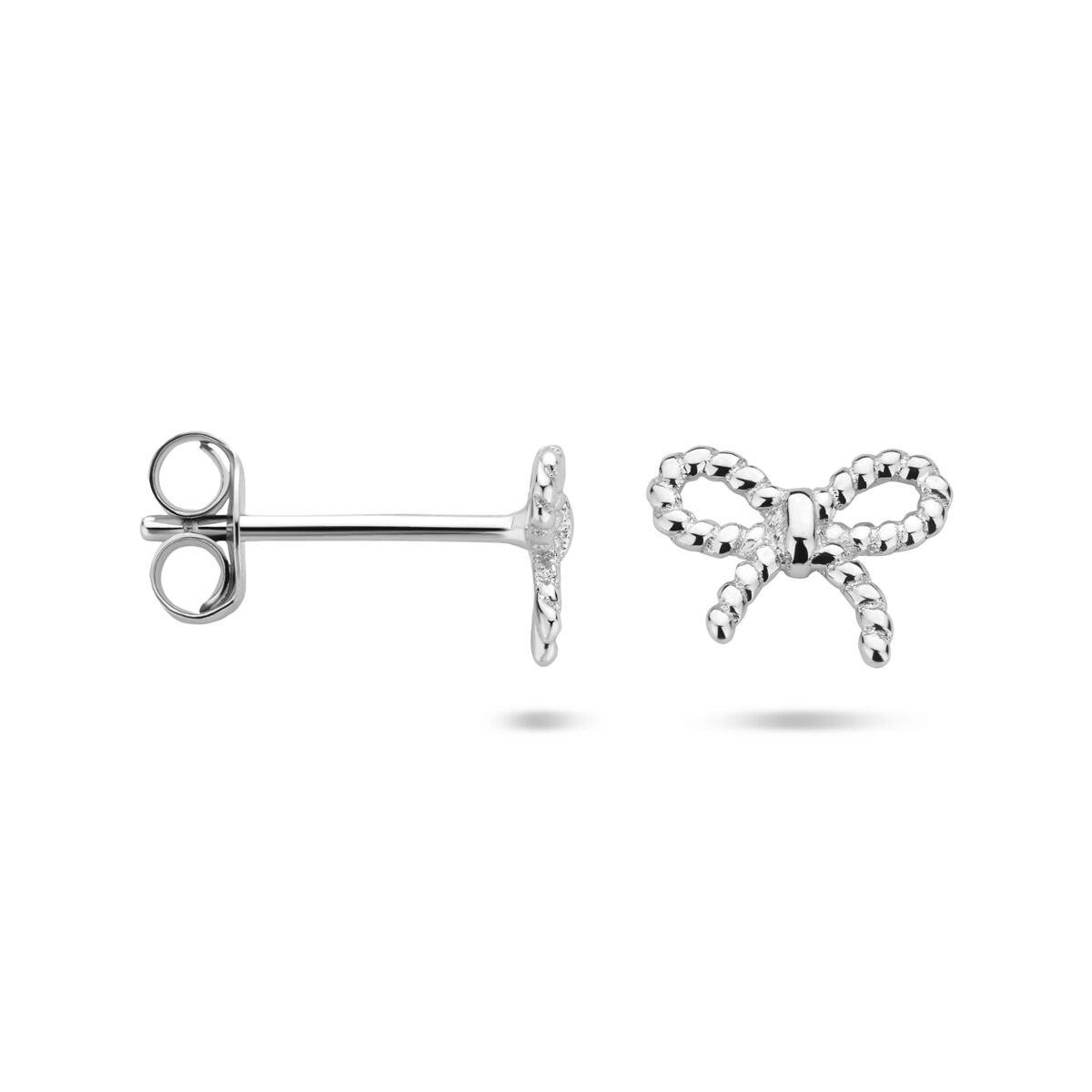 Zilveren gerhodineerde oorknoppen strik 6,5 mm - 1340797