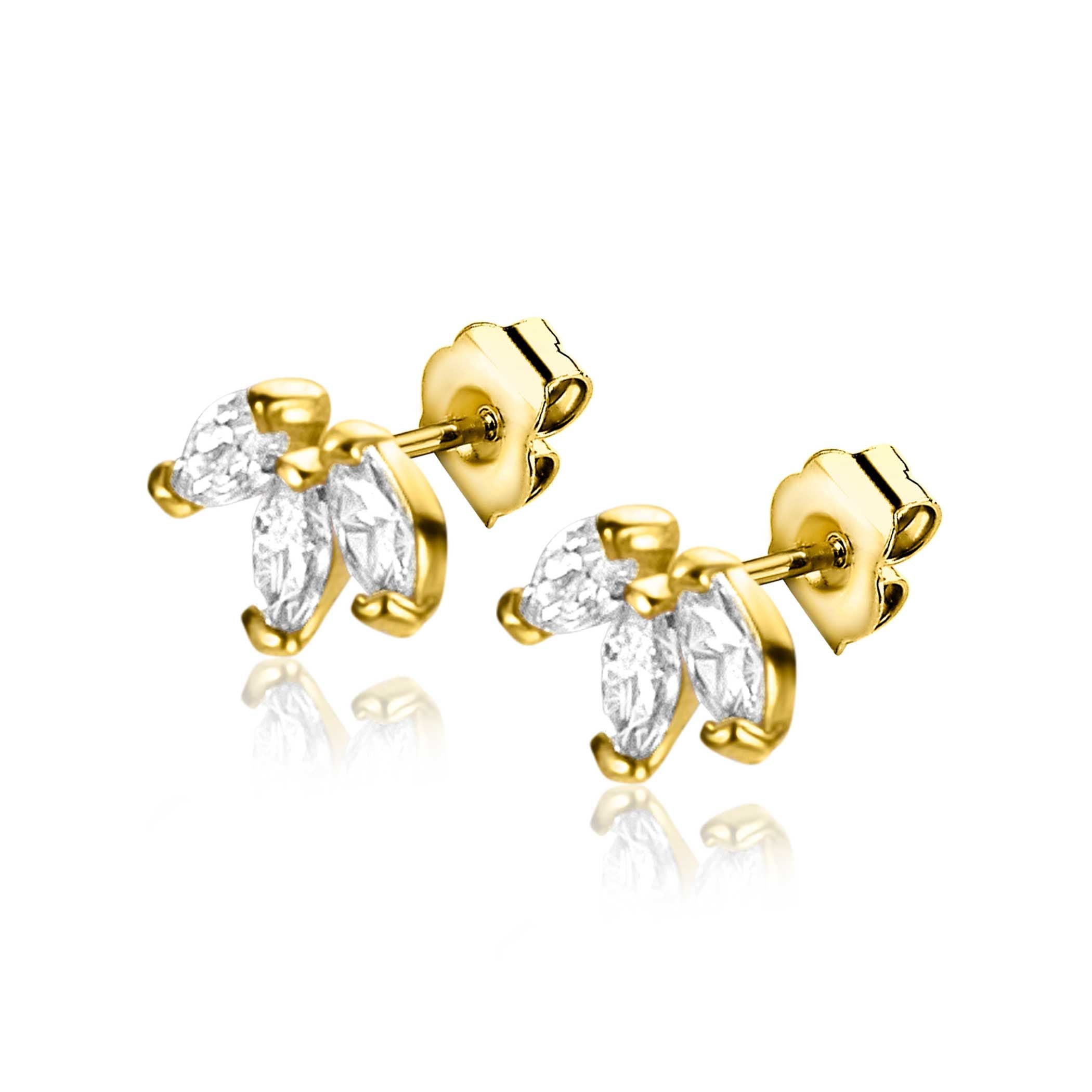 ZINZI 14K Gouden Oorknoppen met Witte Zirkonia ZGO411 oorbellen