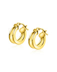 Zinzi Gold 14 krt gouden oorringen met een trendy dubbele buis. Voor een multi-look uitstraling. ZGO337