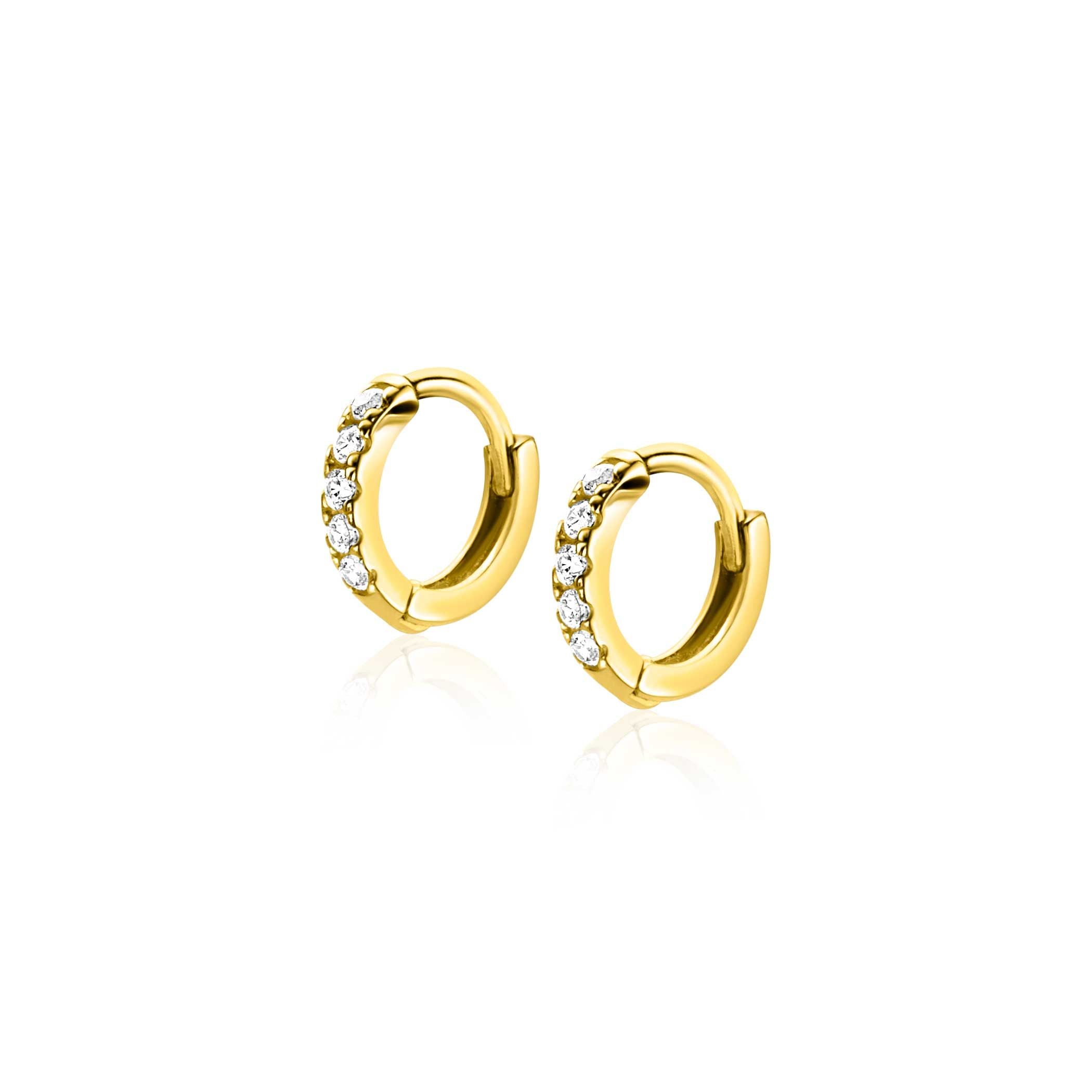 ZINZI 14K Gouden Oorbellen met Witte Zirkonia ZGO467