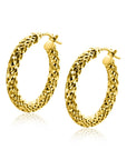 Zinzi Gold 14 krt gouden oorringen met schitterende bewerkte buis 3mm breed ZGO328