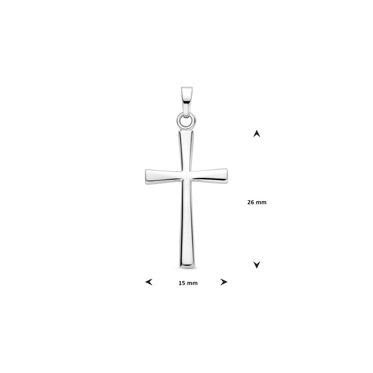 zilver gerhodineerd hanger kruis 26 mm 1340445 - PansiteNederland.nl