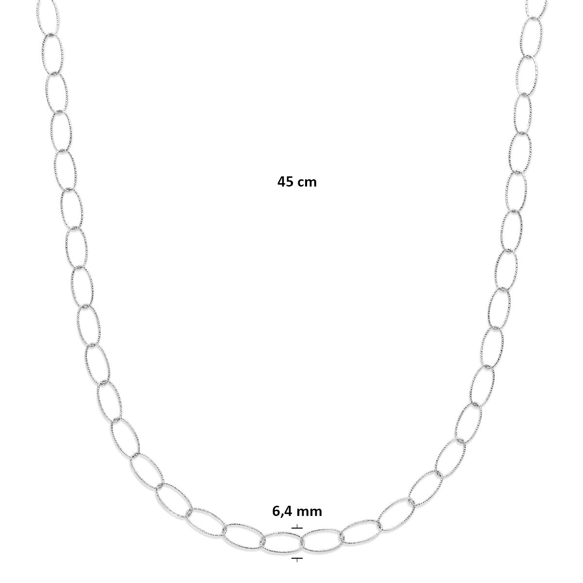 Fantasy Collection Collier anker gediamanteerd 6,4 mm 45 cm zilver