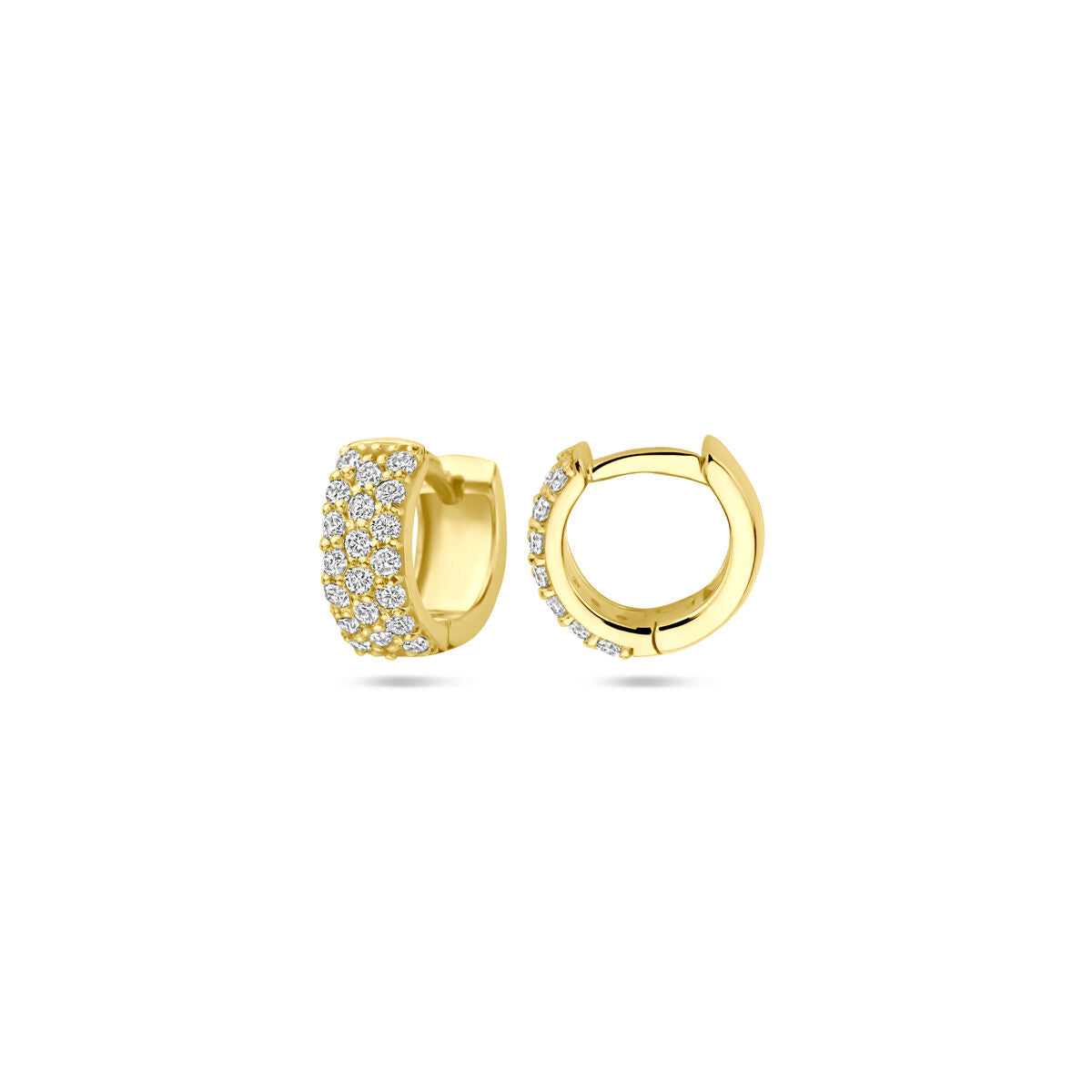 14K geelgouden Klapoorringen diamant 0.40ct 2x 0.20ct h si 10 mm - 4033277