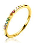 ZINZI gold plated zilveren aanschuifring met regenboog kleurstenen in chatonzettingen ZIR2598 - PansiteNederland.nl