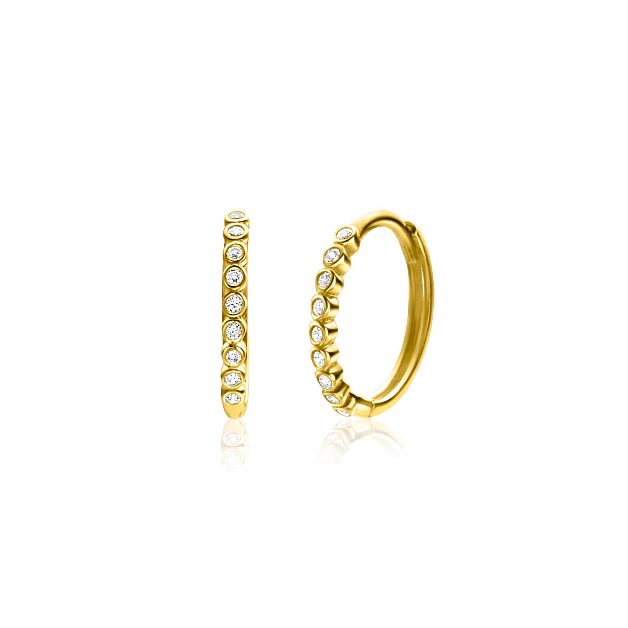 ZINZI 14K Gouden Oorbellen met Witte Zirkonia ZGO409
