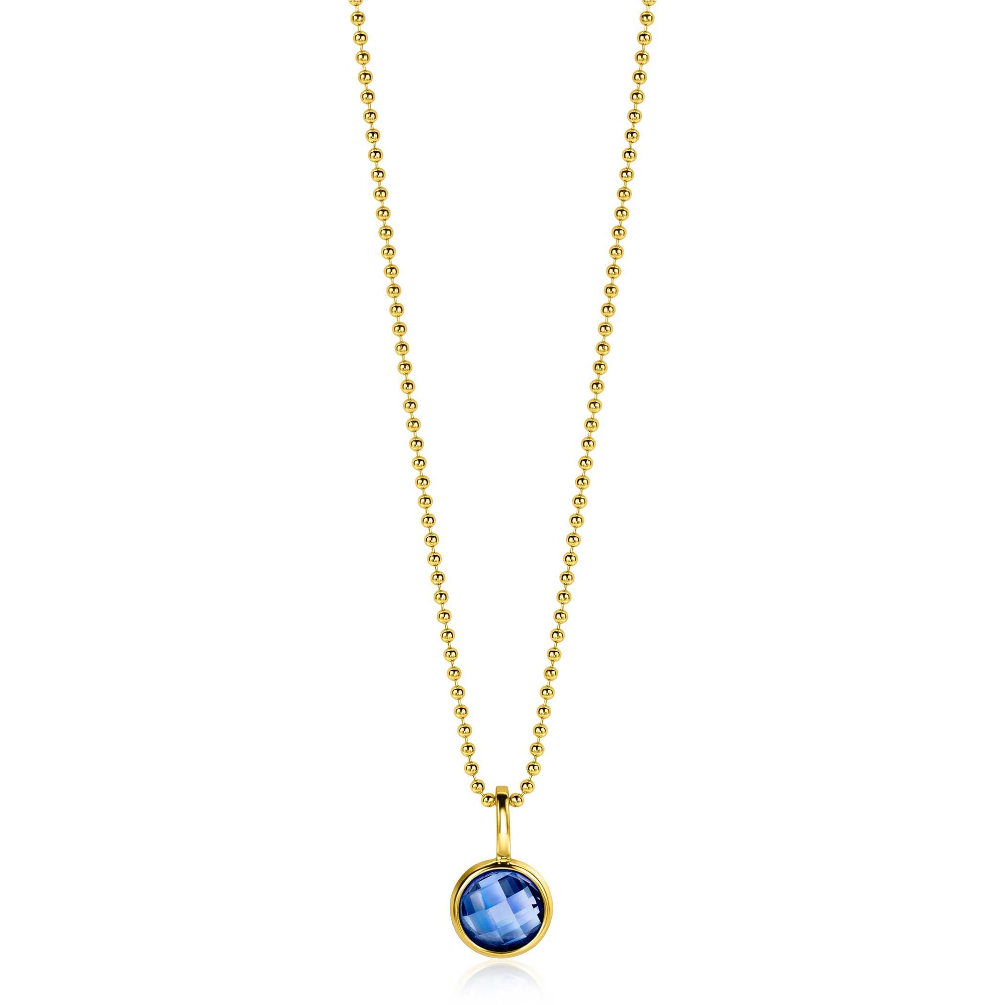 Zinzi SEPTEMBER hanger 8mm gold plated geboortesteen blauw saffier zirkonia ZIH-SEP (zonder collier) - PansiteNederland.nl