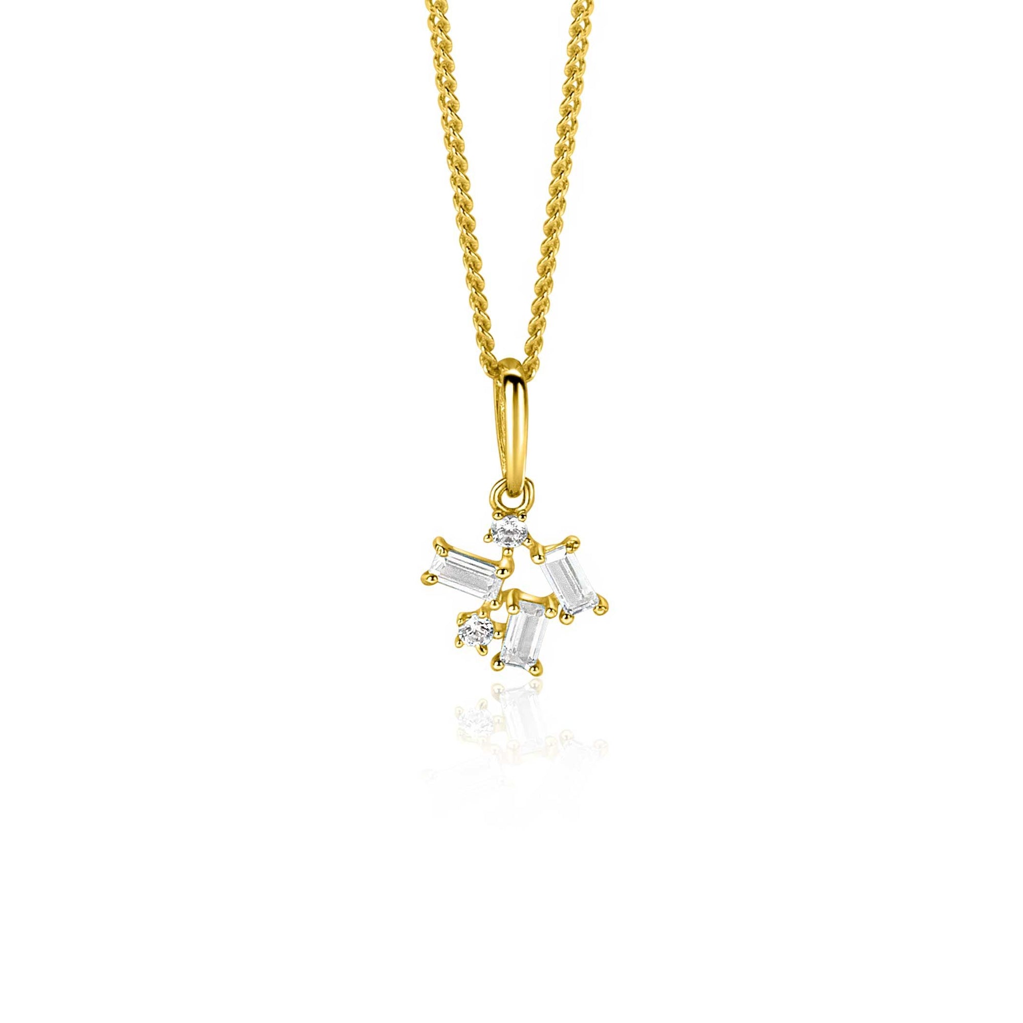 Zinzi Gold 14 krt gouden fantasie hanger met rechthoekige en ronde zirkonia's ZGH511 (zonder collier) - PansiteNederland.nl