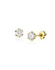 Zinzi Gold 14 krt gouden oorknoppen zespootszetting met ronde witte zirkonia ZGO455
