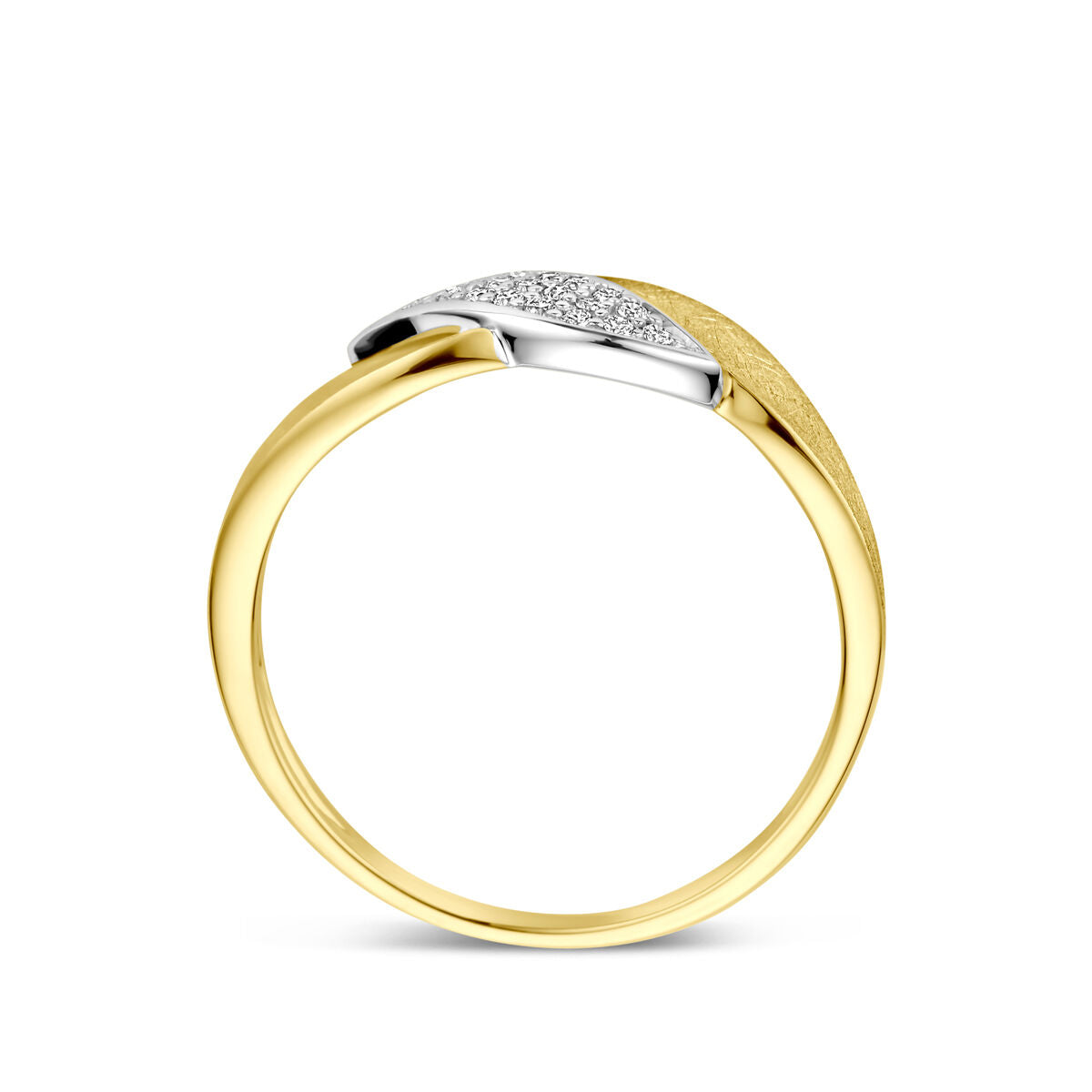 Fantasy Collection Ring poli/mat diamant 0.08ct h si 14K bicolor goud