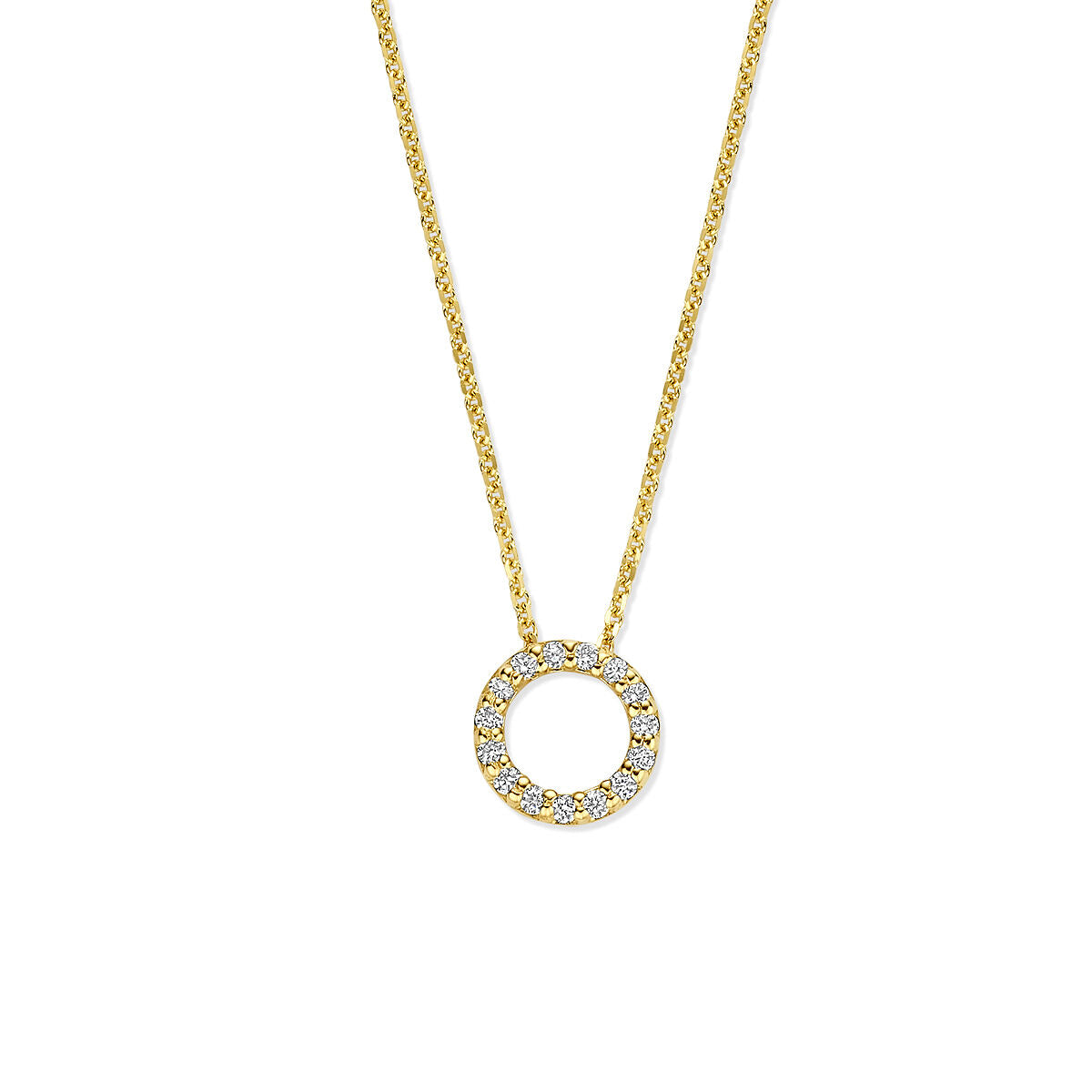Fantasy Collection Collier rondje lab grown diamant 0.08ct g vs 40 - 42 - 44 cm 14K geelgoud