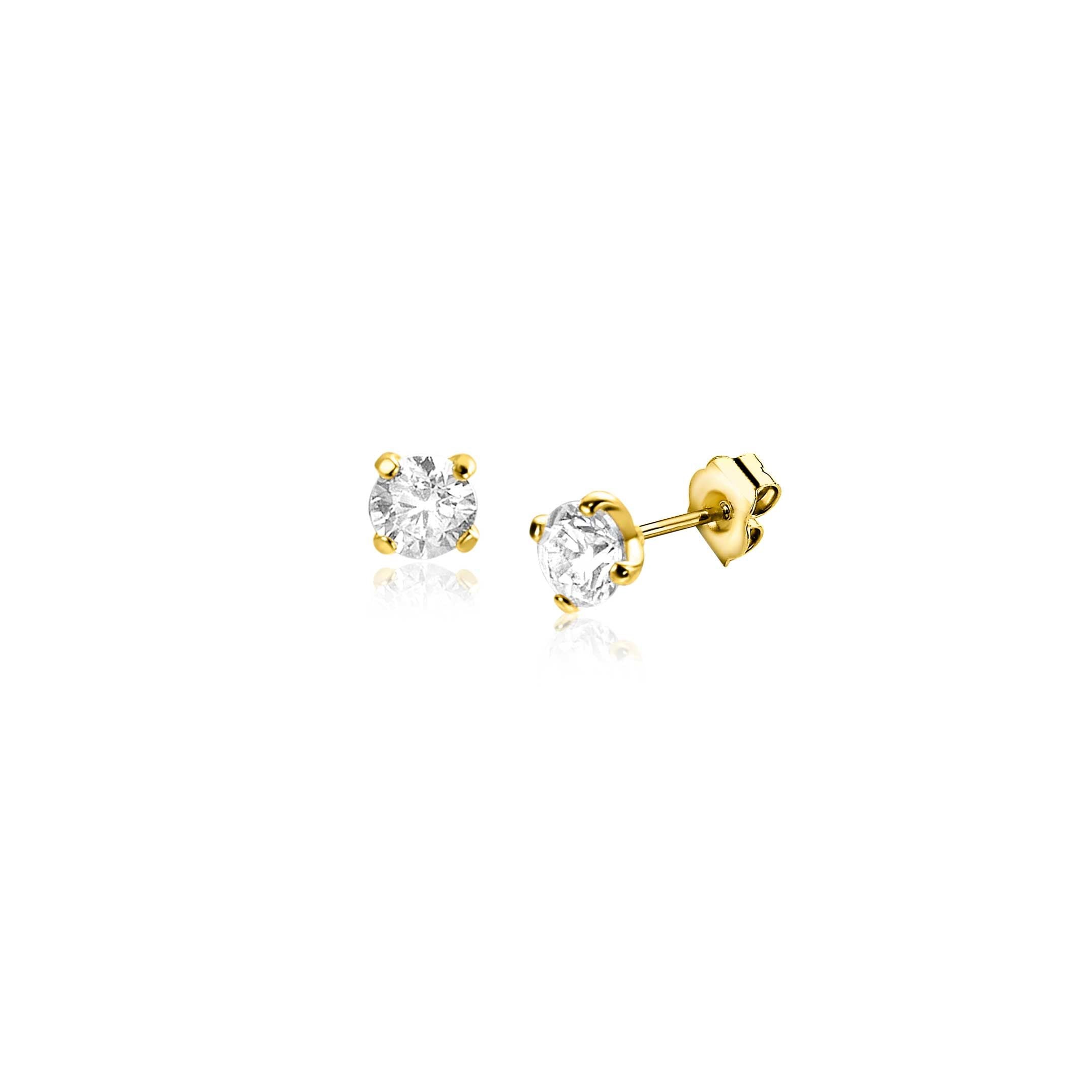 ZINZI 14K Gouden Oorknoppen met Witte Zirkonia ZGO475 oorbellen
