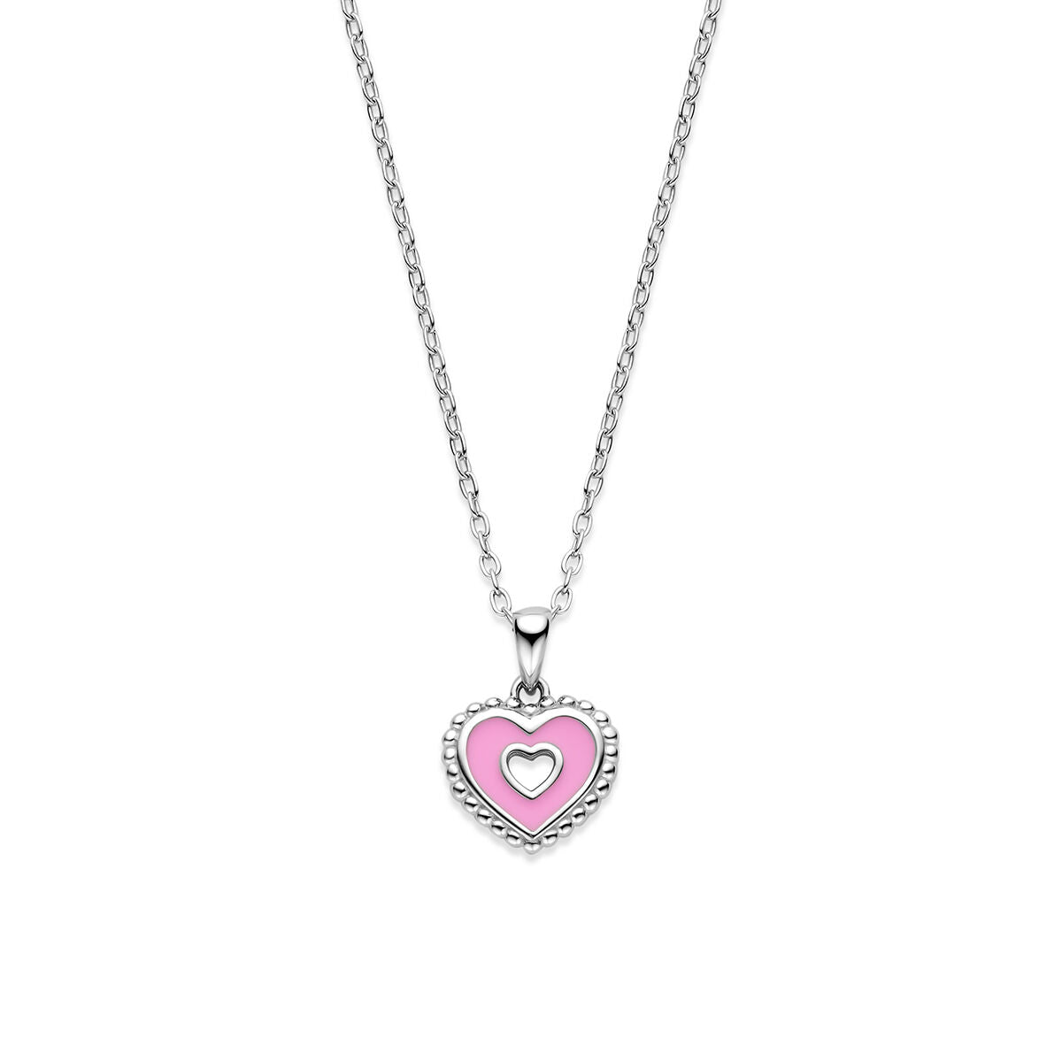 Fantasy Collection Collier emaille hartje 36 + 3 cm zilver