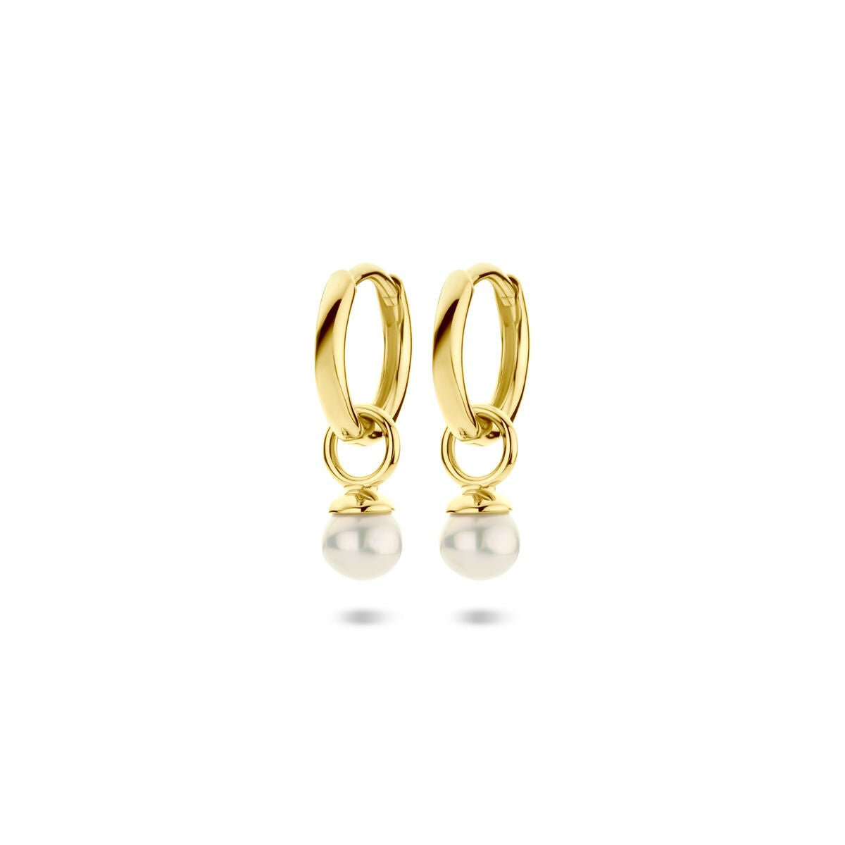 Zilveren vergulde geel klapoorringen parel 18 mm 1 micron - 2104042