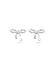 Zilveren gerhodineerde oorknoppen strik 11 mm - 1340857