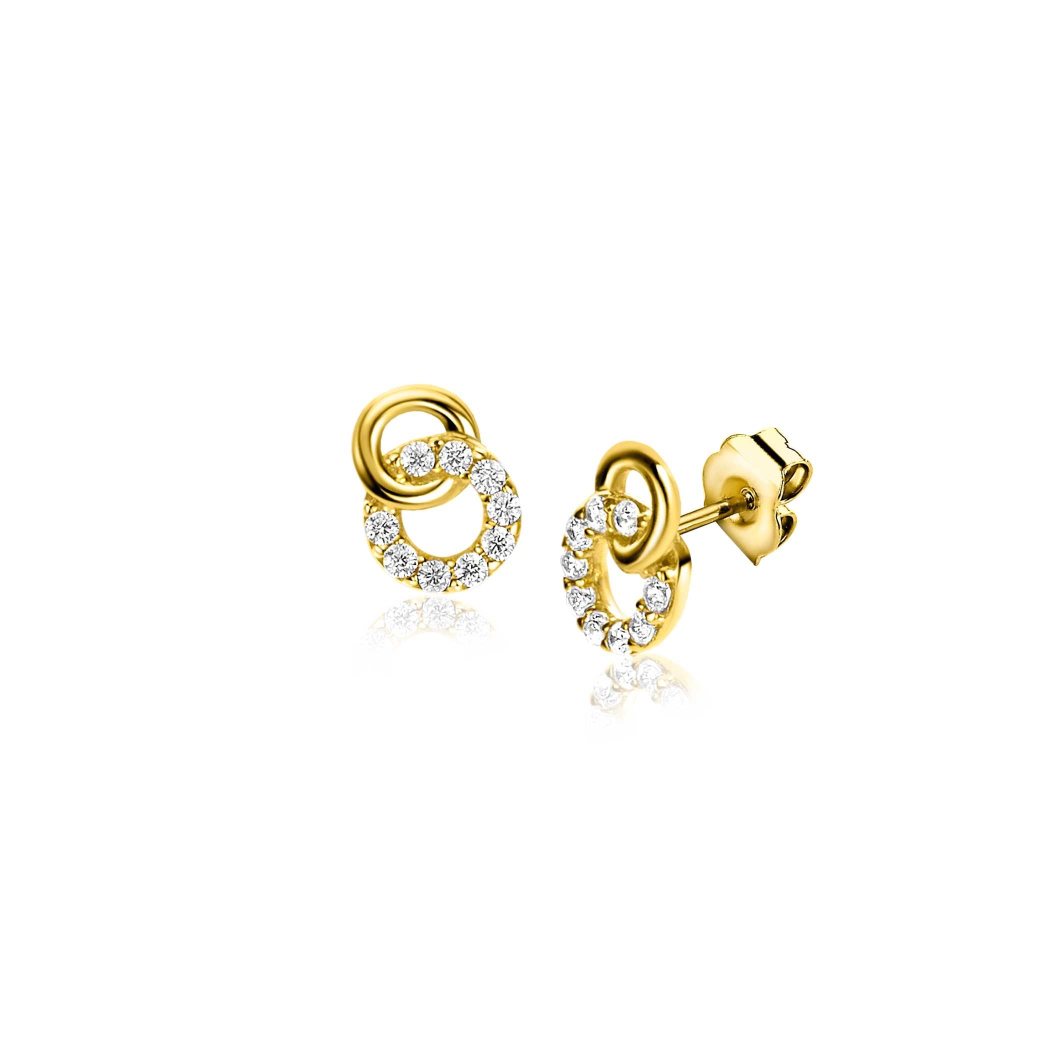 ZINZI 14K Gouden Oorknoppen met Witte Zirkonia ZGO471 oorbellen