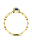 14K Geelgouden Ring Saffier En Diamant 0.06Ct H Si 4034214
