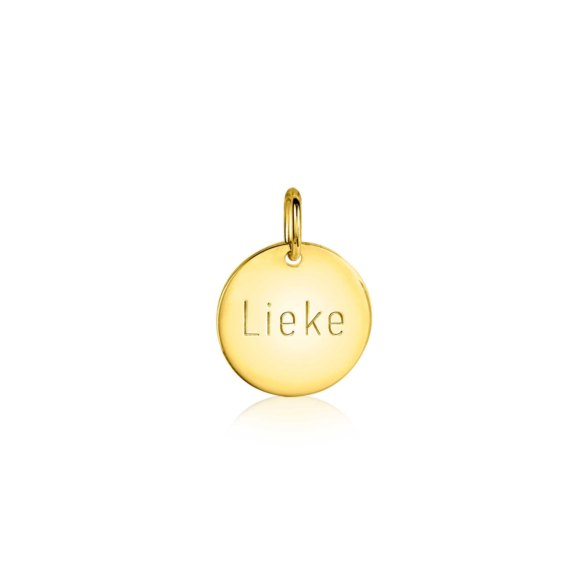Zinzi gold plated zilveren hanger glad rond plaatje voor gravure ZIH2345G12 (zonder collier) - PansiteNederland.nl