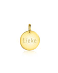 Zinzi gold plated zilveren hanger glad rond plaatje voor gravure ZIH2345G12 (zonder collier) - PansiteNederland.nl